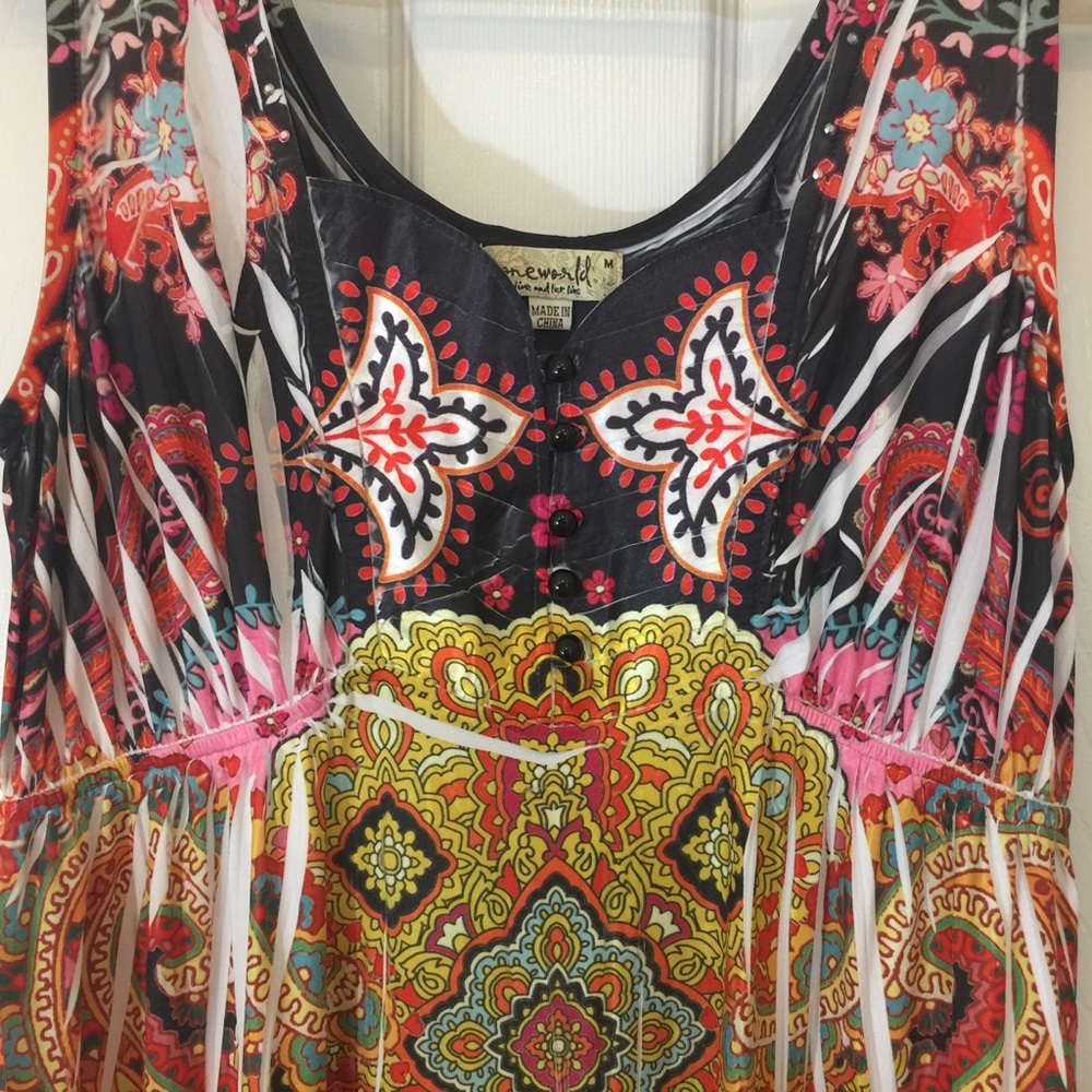 ONE WORLD Black/Floral Maxi Dress, Size Medium